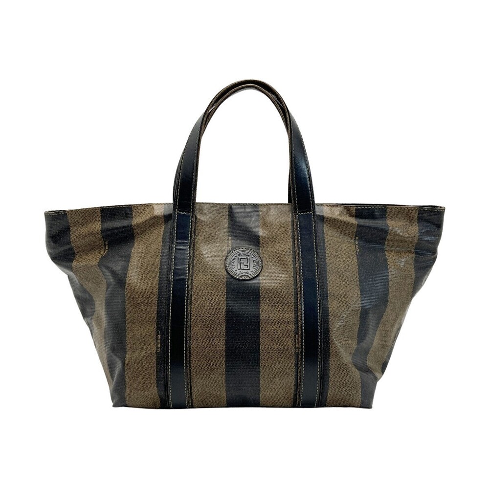 Fendi Pequin Tote Brown Leather Handbag